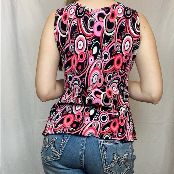 J.T.B. Pleated Oval Pattern Y2K 2000s Tank Top - Picture 4 of 5